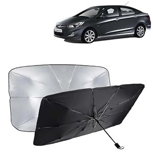 kingsway car sun shade uv protection windshield cover compatible with hyundai verna year 2006-2010 foldable size universal fit umbrella curtain for front window rear window black 1 piece