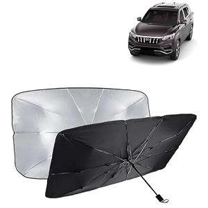 kingsway car sun shade uv protection windshield cover compatible with mahindra alturas g4 year 2018 onwards universal fit umbrella curtain for front window rear window black 1 piece