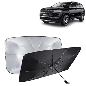 kingsway car sun shade uv protection windshield cover compatible with jeep meridian year 2022 onwards foldable size universal fit umbrella curtain for front window rear window black 1 piece