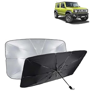 kingsway car sun shade uv protection windshield cover compatible with maruti suzuki jimny year 2023 onwards universal fit umbrella curtain for front window rear window black 1 piece
