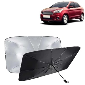 kingsway car sun shade uv protection windshield cover compatible with ford fi-n-go aspire year 2014-2021 foldable size universal fit umbrella curtain for front window rear window 1 piece