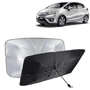 kingsway car sun shade uv protection windshield cover compatible with honda jazz year 2014-2018 foldable size universal fit umbrella curtain for front window rear window black 1 piece