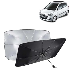kingsway car sun shade uv protection windshield cover compatible with hyundai i10 year 2010-2013 foldable size universal fit umbrella curtain for front window rear window black 1 piece