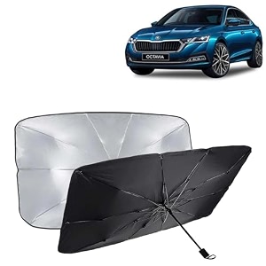 kingsway car sun shade uv protection windshield cover compatible with skoda octavia year 2019-2020 foldable size universal fit umbrella curtain for front window rear window black 1 piece