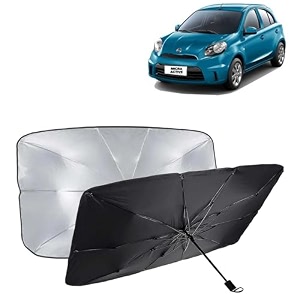 kingsway car sun shade uv protection windshield cover compatible with nissan micra active year 2010-2020 universal fit umbrella curtain for front window rear window black 1 piece