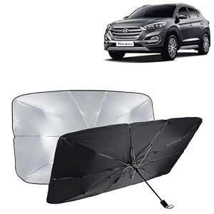 kingsway car sun shade uv protection windshield cover compatible with hyundai tucson year 2020-2022 foldable size universal fit umbrella curtain for front window rear window black 1 piece
