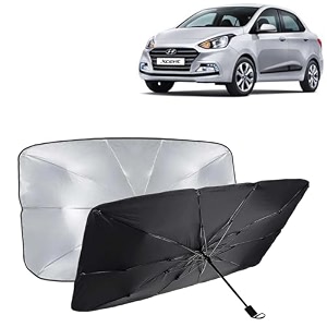 kingsway car sun shade uv protection windshield cover compatible with hyundai xcent year 2017-2020 foldable size universal fit umbrella curtain for front window rear window black 1 piece