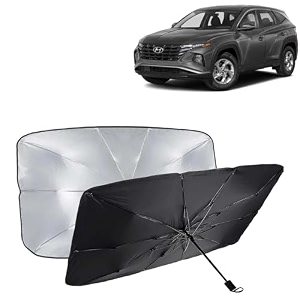 kingsway car sun shade uv protection windshield cover compatible with hyundai tucson year 2022 onwards foldable size universal fit umbrella curtain for front window rear window black 1 piece