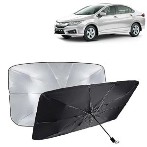 kingsway car sun shade uv protection windshield cover compatible with honda city year 2014-2016 foldable size universal fit umbrella curtain for front window rear window black 1 piece