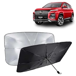 kingsway car sun shade uv protection windshield cover compatible with morris garages mg hector plus year 2020 onwards universal fit umbrella curtain for front window rear window black 1 piece
