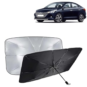 kingsway car sun shade uv protection windshield cover compatible with hyundai verna year 2020-2023 foldable size universal fit umbrella curtain for front window rear window black 1 piece