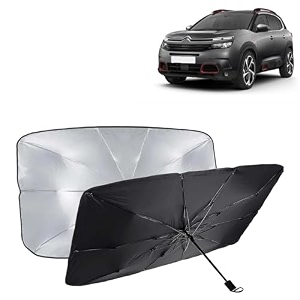 kingsway car sun shade uv protection windshield cover compatible with citroen c5 aircross year 2021 onwards universal fit umbrella curtain for front window rear window black 1 piece