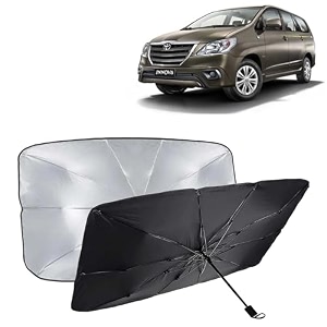kingsway car sun shade uv protection windshield cover compatible with toyota innova year 2004-2012 foldable size universal fit umbrella curtain for front window rear window black 1 piece