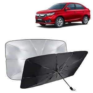 kingsway car sun shade uv protection windshield cover compatible with honda amaze year 2023 onwards foldable size universal fit umbrella curtain for front window rear window black 1 piece
