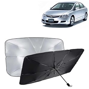 kingsway car sun shade uv protection windshield cover compatible with honda civic year 2006-2015 foldable size universal fit umbrella curtain for front window rear window black 1 piece