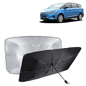 kingsway car sun shade uv protection windshield cover compatible with byd e6 year 2021 onwards foldable size universal fit umbrella curtain for front window rear window black 1 piece