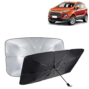 kingsway car sun shade uv protection windshield cover compatible with ford ecosport year 2012-2016 foldable size universal fit umbrella curtain for front window rear window black 1 piece