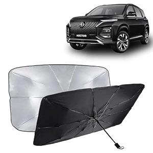 kingsway car sun shade uv protection windshield cover compatible with morris garages mg hector year 2023 onwards universal fit umbrella curtain for front window rear window black 1 piece