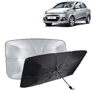 kingsway car sun shade uv protection windshield cover compatible with hyundai xcent year 2013-2017 foldable size universal fit umbrella curtain for front window rear window black 1 piece
