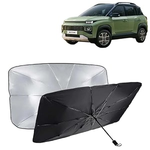 kingsway car sun shade uv protection windshield cover compatible with citroen c3 year 2022 onwards foldable size universal fit umbrella curtain for front window rear window black 1 piece