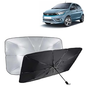 kingsway car sun shade uv protection windshield cover compatible with citroen c3 year 2022 onwards foldable size universal fit umbrella curtain for front window rear window black 1 piece