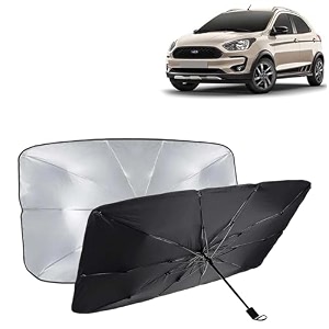 kingsway car sun shade uv protection windshield cover compatible with citroen c3 year 2022 onwards foldable size universal fit umbrella curtain for front window rear window black 1 piece