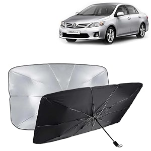 kingsway car sun shade uv protection windshield cover compatible with toyota corolla altis year 2007-2013 universal fit umbrella curtain for front window rear window black 1 piece