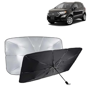 kingsway car sun shade uv protection windshield cover compatible with ford ecosport year 2017-2021 foldable size universal fit umbrella curtain for front window rear window black 1 piece