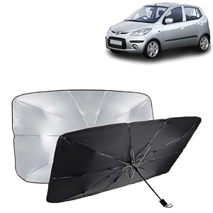 kingsway car sun shade uv protection windshield cover compatible with hyundai i10 year 2007-2010 foldable size universal fit umbrella curtain for front window rear window black 1 piece