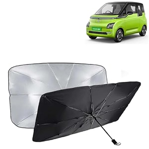 kingsway car sun shade uv protection windshield cover compatible with morris garages mg comet ev year 2023 onwards universal fit umbrella curtain for front window rear window black 1 piece
