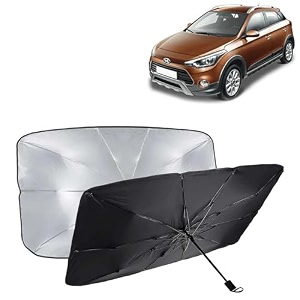 kingsway car sun shade uv protection windshield cover compatible with hyundai i20 active year 2015-2020 universal fit umbrella curtain for front window rear window black 1 piece