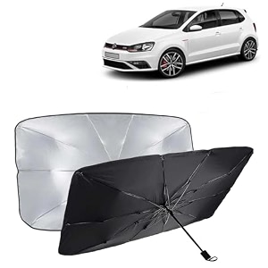 kingsway car sun shade uv protection windshield cover compatible with volkswagen polo gt year 2012-2022 universal fit umbrella curtain for front window rear window black 1 piece