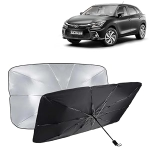 kingsway car sun shade uv protection windshield cover compatible with citroen c3 year 2022 onwards foldable size universal fit umbrella curtain for front window rear window black 1 piece