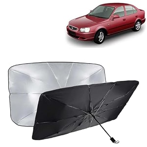 kingsway car sun shade uv protection windshield cover compatible with hyundai accent year 1999-2016 foldable size universal fit umbrella curtain for front window rear window black 1 piece