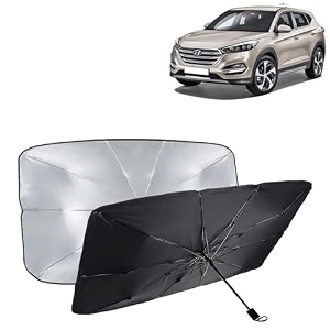 kingsway car sun shade uv protection windshield cover compatible with citroen c3 year 2022 onwards foldable size universal fit umbrella curtain for front window rear window black 1 piece