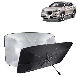 kingsway car sun shade uv protection windshield cover compatible with hyundai tucson year 2009-2015 foldable size universal fit umbrella curtain for front window rear window black 1 piece