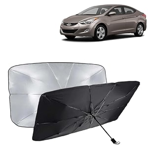 kingsway car sun shade uv protection windshield cover compatible with hyundai elantra year 2010-2015 foldable size universal fit umbrella curtain for front window rear window black 1 piece