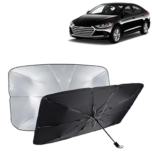 kingsway car sun shade uv protection windshield cover compatible with hyundai elantra year 2016-2019 foldable size universal fit umbrella curtain for front window rear window black 1 piece