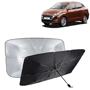 kingsway car sun shade uv protection windshield cover compatible with hyundai aura year 2020-2022 foldable size universal fit umbrella curtain for front window rear window black 1 piece