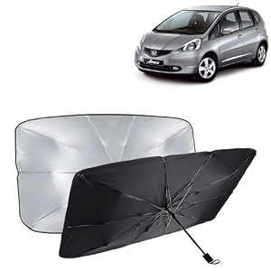 kingsway car sun shade uv protection windshield cover compatible with honda jazz year 2009-2014 foldable size universal fit umbrella curtain for front window rear window black 1 piece