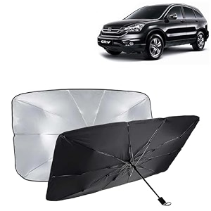 kingsway car sun shade uv protection windshield cover compatible with honda crv year 2007-2011 foldable size universal fit umbrella curtain for front window rear window black 1 piece