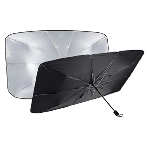 kingsway car sun shade uv protection windshield cover use for all cars foldable size universal fit umbrella curtain for front window rear window black color 1 piece