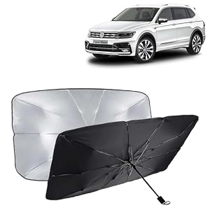 kingsway car sun shade uv protection windshield cover compatible with volkswagen tiguan year 2021 onwards universal fit umbrella curtain for front window rear window black 1 piece