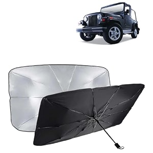 kingsway car sun shade uv protection windshield cover compatible with citroen c3 year 2022 onwards foldable size universal fit umbrella curtain for front window rear window black 1 piece