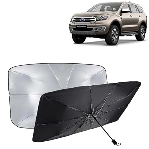 kingsway car sun shade uv protection windshield cover compatible with ford endeavour year 2019-2021 foldable size universal fit umbrella curtain for front window rear window black 1 piece
