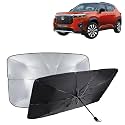 KINGSWAY® Car Sun Shade UV Protection Windshield Cover Compatible with Honda Elevate, (Year 2023 Onwards), Foldable Size Universal Fit Umbrella Curtain for Front Window, Rear Window, Black, 1 Piece