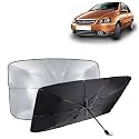 KINGSWAY® Car Sun Shade UV Protection Windshield Cover Compatible with Tata Indigo CS, (Year 2009-2018), Foldable Size Universal Fit Umbrella Curtain for Front Window, Rear Window, Black, 1 Piece