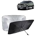 KINGSWAY® Car Sun Shade UV Protection Windshield Cover Compatible with Tata Nexon, (Year 2020-2023), Foldable Size Universal Fit Umbrella Curtain for Front Window, Rear Window, Black, 1 Piece