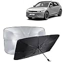 KINGSWAY® Car Sun Shade UV Protection Windshield Cover Compatible with Hyundai Ioniq 5, (Year 2023 Onwards), Foldable Size Universal Fit Umbrella Curtain for Front Window, Rear Window, Black, 1 Piece