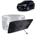 KINGSWAY® Car Sun Shade UV Protection Windshield Cover Compatible with Mahindra XUV 700, (Year 2021 Onwards), Foldable Size Universal Fit Umbrella Curtain for Front Window, Rear Window, Black, 1 Piece